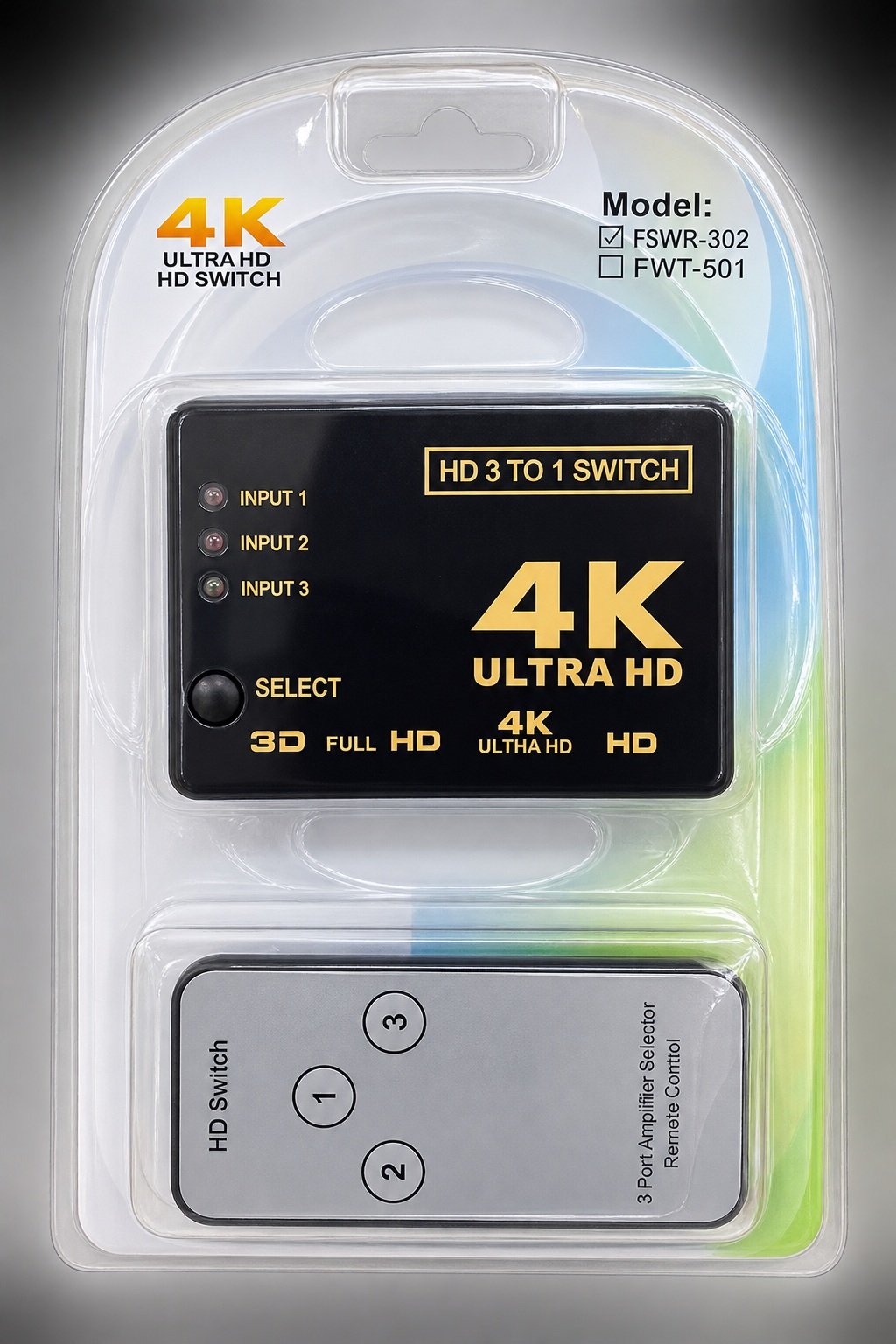 4K Ultra HD HDMI 3-to-1 Switch with Remote