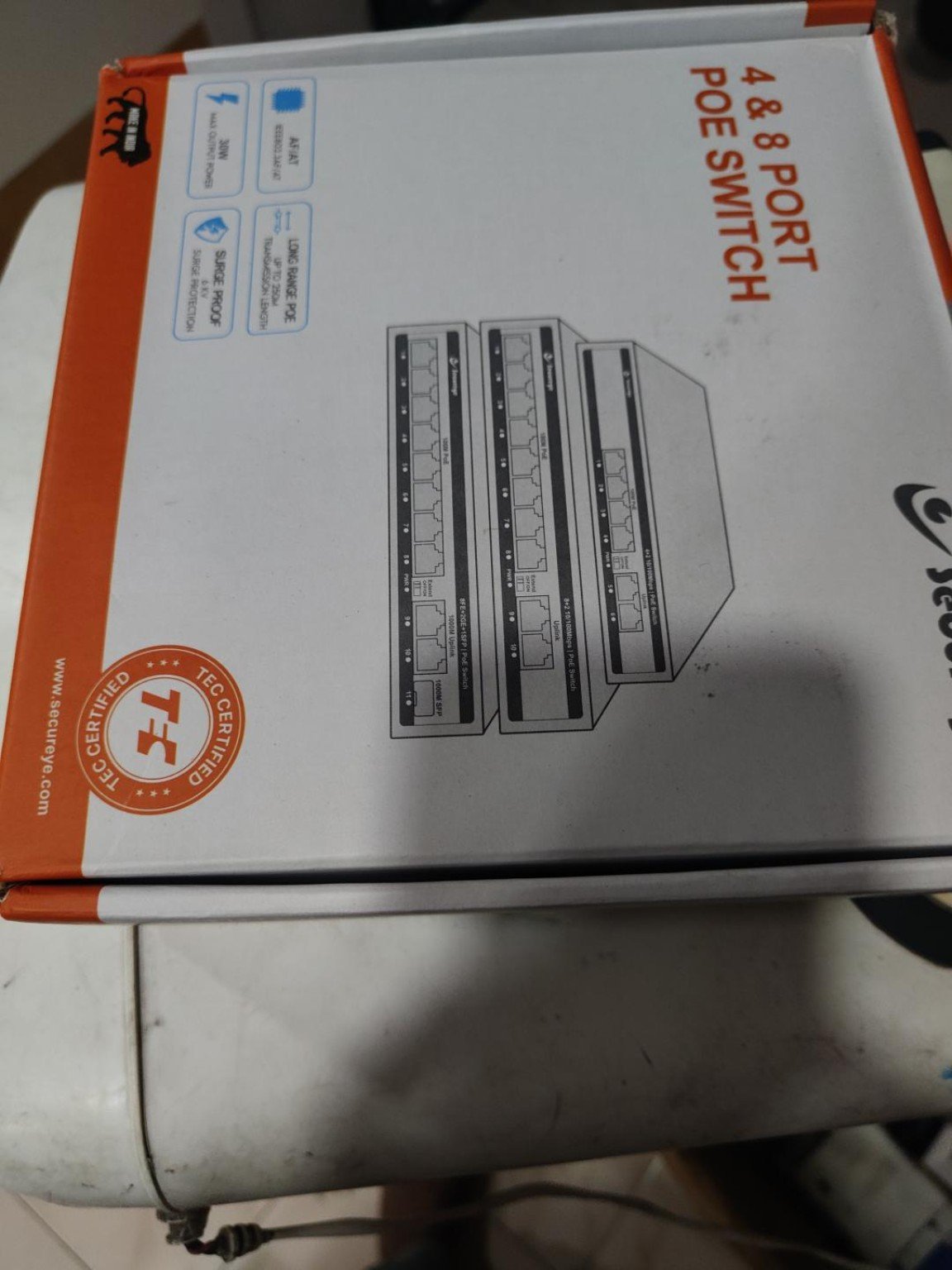 Secureye 8-Port 10/100 Mbps PoE Switch S-8FE2UG1UF-NB-uplink giga